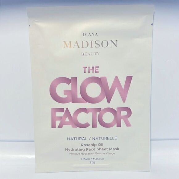 $6🌟 Diana Madison Beauty The Glow Factor Rose Hip Oil Hydrating Face Sheet Mask - Picture 1 of 6